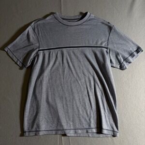 Method Mens T-Shirt Medium Blue Striped Short Sleeve Crew Neck Cotton Blend